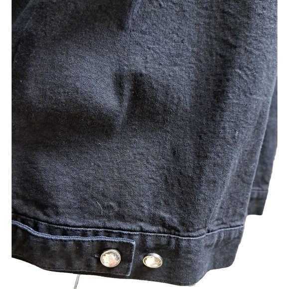 Mirasol Woman Plus Size 2X Black Denim Trucker Jacket Rhineston Studded Collared - Picture 9 of 11